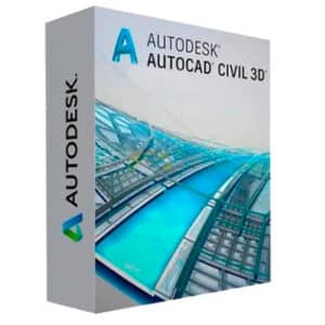 a box with a picture of a bridge. This brand belongs to Autodesk Civil 3D.