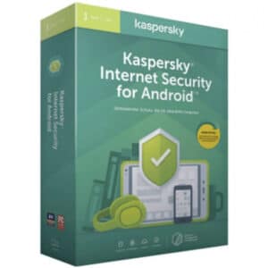 Kaspersky Internet Security for Android company logo with green lines and dark green box