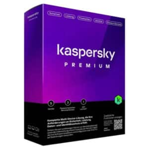 Kaspersky Premium for PC - MAC - ANDROID - IOS logo with dark pink color