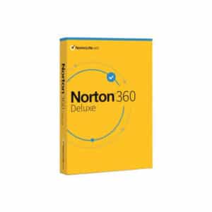 Norton 360 Deluxe logo with green line and yellow box