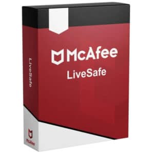 McAfee LiveSave for WINDOWS logo with white lines and red box