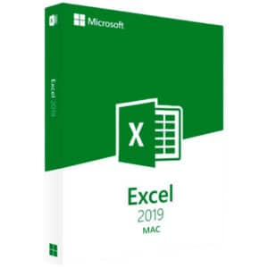 Excel 2019 for Mac logo with green and white lines with half green half white box