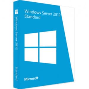 Windows Server 2012 Standard logo with a blue and white box with text