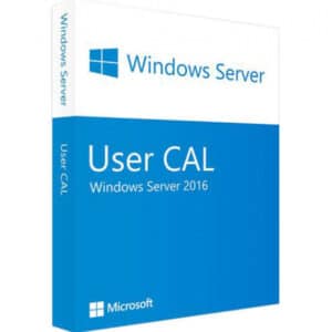 Logo Windows Server 2016 USER CAL with a blue and white box with text