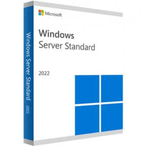 Windows Server 2022 Standard 16 Core logo with a blue and white box with text