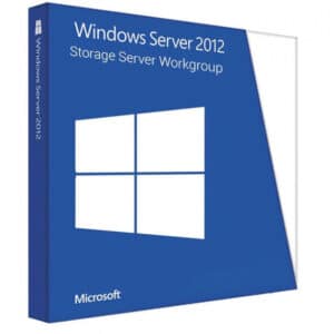 Windows Storage Server 2012 Workgroup logo with a blue box with white text