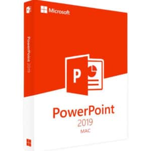 PowerPoint 2019 for Mac logo with white lines with red box with white cover